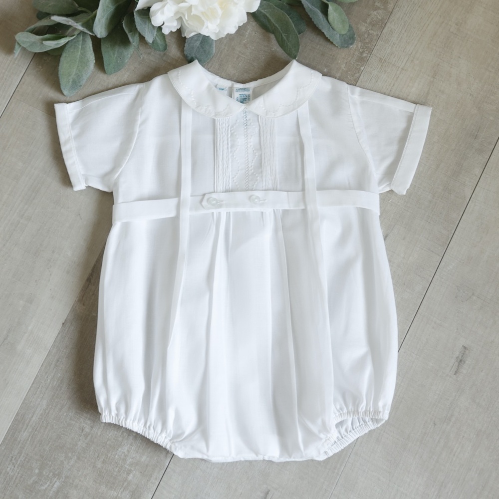 Boys White Heirloom Romper Creeper Feltman Brothers Baby Special Occasion NWT